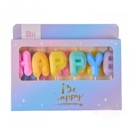 картинка Набор свечей для торта «Happy Birthday» (цветные, 8 см) от магазинаАрт-Я