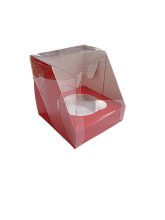 картинка Коробка для 1 капкейка с пластиковой крышкой 100*100*100 мм (КРАСНАЯ)		 от магазинаАрт-Я