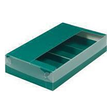 картинка Коробка для 5 эклеров с пластиковой крышкой 250*150*50 мм ЗЕЛЕНАЯ от магазинаАрт-Я