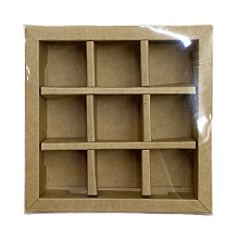 картинка Коробка для 9 конфет КРАФТ с пластиковой крышкой от магазинаАрт-Я