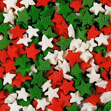 картинка Посыпка звезды красные, белые, зеленые 70гр от магазинаАрт-Я