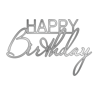 картинка Топпер "Happy birthday" №15 12*8см, серебро от магазинаАрт-Я