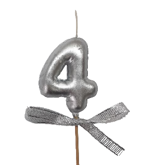 картинка Свеча для бенто "4" "Цифры-шарики" 5,5 см СЕРЕБРО от магазинаАрт-Я