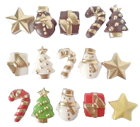 картинка Набор 5 новогодних фигурок (звезда,снеговик, подарок, трость, елка) глазурь от магазинаАрт-Я