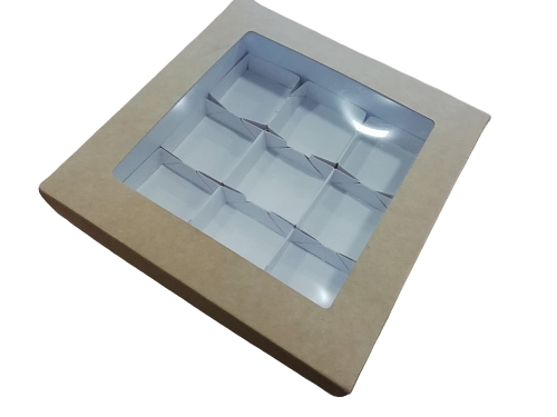 картинка Коробка для 9 конфет Крафт с окном от магазинаАрт-Я