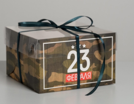 картинка Коробка №171 для 4  капкейков «23 Февраля», 16*16*10 см от магазинаАрт-Я
