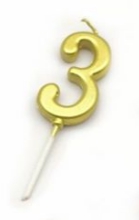 картинка Свеча цифра "3" золото на палочке от магазинаАрт-Я