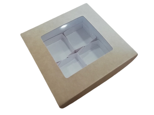 картинка Коробка для 4 конфет Крафт с окном от магазинаАрт-Я