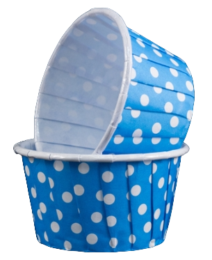 картинка Капсулы для маффинов с бортиком Polca Dot Голубые в горох 50*40 мм, 10шт от магазинаАрт-Я