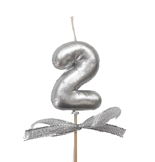 картинка Свеча для бенто "2" "Цифры-шарики" 5,5 см СЕРЕБРО от магазинаАрт-Я