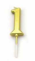 картинка Свеча цифра "1" золото на палочке  от магазинаАрт-Я