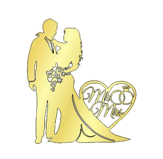 картинка Топпер торцевой "Молодожены" №1, 13*11см, золото от магазинаАрт-Я