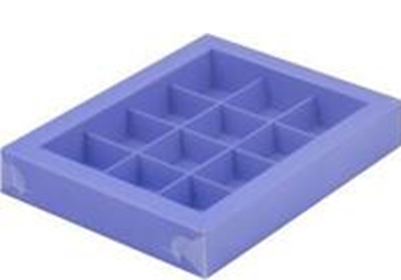 картинка Коробка для 12 конфет с пластиковой крышкой 190*150*30 ЛАВАНДОВАЯ от магазинаАрт-Я
