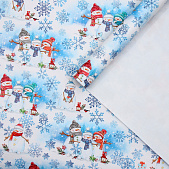 картинка Бумага упаковочная глянцевая «Снеговички», 70 × 100 см от магазинаАрт-Я