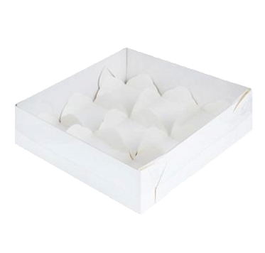 картинка Коробка для 9 моти с пластиковой крышкой 175*175*55 (БЕЛАЯ!) от магазинаАрт-Я