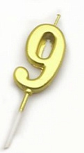 картинка Свеча цифра "9" золото на палочке от магазинаАрт-Я
