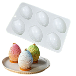 картинка Форма силиконовая для пирожных «Яички с узором» 6 ячеек от магазинаАрт-Я