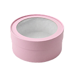 картинка Коробка под зефир, макаруны круглая с окном диам.160мм выс 70мм (СВЕТЛО РОЗОВАЯ) от магазинаАрт-Я