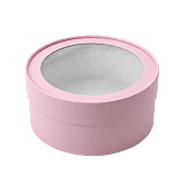 картинка Коробка под зефир, макаруны круглая с окном диам.160мм выс 70мм (СВЕТЛО РОЗОВАЯ) от магазинаАрт-Я