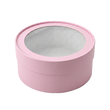 картинка Коробка под зефир, макаруны круглая с окном диам.160мм выс 70мм (СВЕТЛО РОЗОВАЯ) от магазинаАрт-Я
