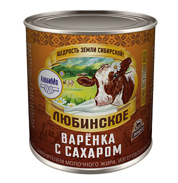 картинка Молоко сгущ. ВАРЕНОЕ с сахаром ТМ Любинское 8,5% ж/б, 380гр от магазинаАрт-Я