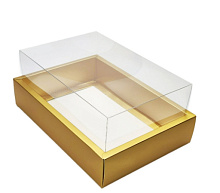 картинка Коробка с золотым дном и прозрачной крышкой 22 х 15 h 10 от магазинаАрт-Я
