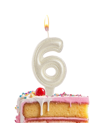 картинка Свеча «Праздник» цифра "6", жемчужный перламутр с блестками от магазинаАрт-Я