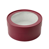 картинка Коробка под зефир, макаруны круглая с окном диам.160мм выс 70мм (БОРДОВАЯ) от магазинаАрт-Я