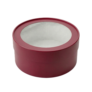 картинка Коробка под зефир, макаруны круглая с окном диам.160мм выс 70мм (БОРДОВАЯ) от магазинаАрт-Я