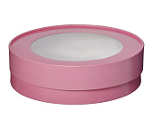 картинка Коробка под зефир, макаруны круглая с окном диам.160мм выс 45мм (РОЗОВАЯ) от магазинаАрт-Я