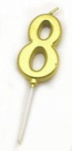 картинка Свеча цифра "8" золото на палочке от магазинаАрт-Я