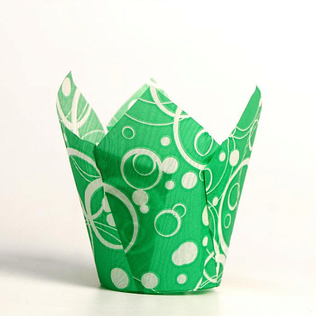 картинка Форма Тюльпан зеленая с белыми кольцами, 5*8 см от магазинаАрт-Я