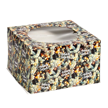 картинка Коробка 30*30*19см с окном "Ветки ели" от магазинаАрт-Я