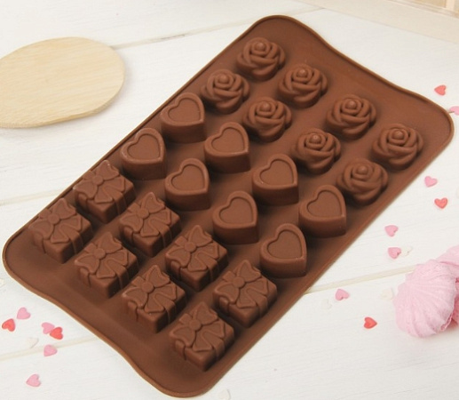 картинка Форма для конфет микс (подарок, роза, сердце) от магазинаАрт-Я