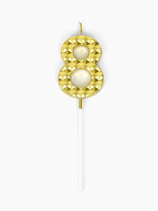 картинка Свеча для торта «Элемент», цифра "8" золотая от магазинаАрт-Я