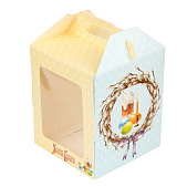 картинка Коробка для кулича с окном "Верба венок" с фронтальной загрузкой 15*15*18 см от магазинаАрт-Я