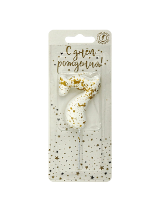 картинка Свеча в торт «Белые брызги», цифра 7 от магазинаАрт-Я