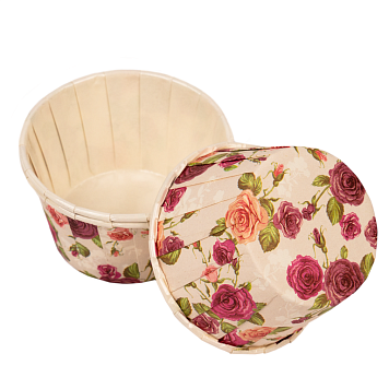 картинка Формы бумажные Маффин, 50*40 мм, 10 шт, с ламинацией (Дикие розы) от магазинаАрт-Я