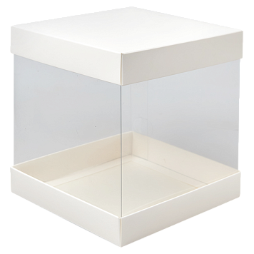 картинка Коробка КВАДРАТ прозрачный 150*150*180(БЕЛЫЙ)  от магазинаАрт-Я