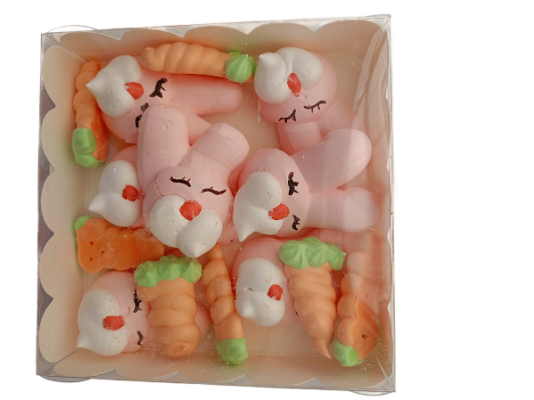 картинка Безе "Мордочки зайчат и морковки" от магазинаАрт-Я