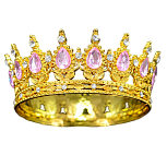 картинка Декоративная корона на торт с РОЗОВЫМИ стразами 12*5,5см, золото от магазинаАрт-Я