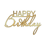картинка Топпер "Happy birthday" №15 12*8см, золото от магазинаАрт-Я