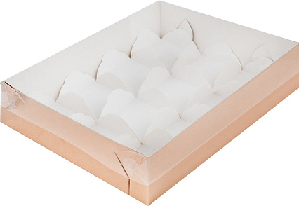 картинка Коробка для 12 моти с пластиковой крышкой 235*175*55 (золото) от магазинаАрт-Я