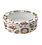 картинка Коробка под зефир,макаруны круглая с окном диам.160мм выс 45мм (Новогодняя №7)пряники от магазинаАрт-Я