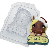 картинка Форма пластиковая: Лошадь в новогодней шапке от магазинаАрт-Я