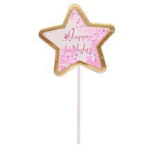 картинка Топпер "С Днём Рождения" звезда, цвет розовый от магазинаАрт-Я