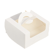 картинка Коробка для бенто-торт с окном, белая, 14*14*8 см от магазинаАрт-Я