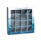 картинка Коробка №278 для 16конфет, 17,7*17,7*3,8 см "Снежинки" от магазинаАрт-Я