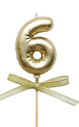 картинка Свеча для бенто "6" "Цифры-шарики" 5,5 см ЗОЛОТО от магазинаАрт-Я