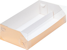 картинка Коробка для 12 макарон с пластиковой крышкой 210*110*55 мм ЗОЛОТО от магазинаАрт-Я